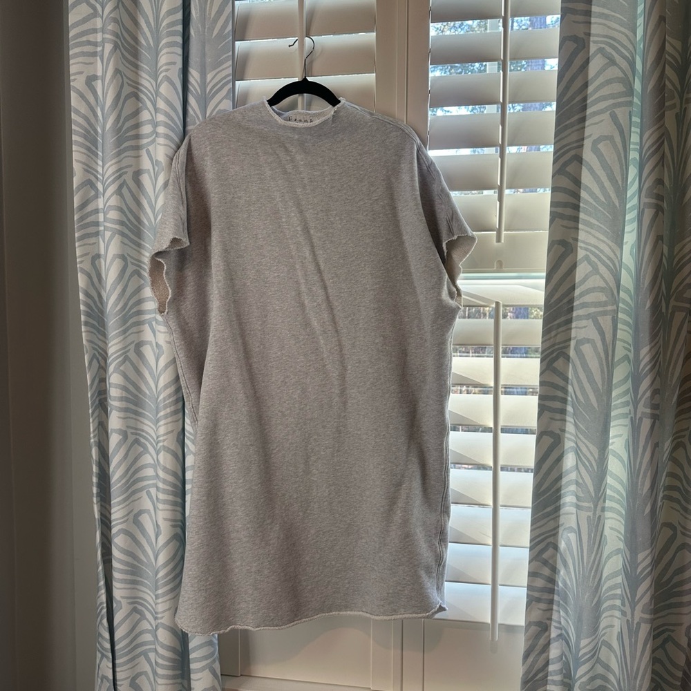 Frank & Eileen Izzie Rolled Funnel Neck Dress — Light Gray
